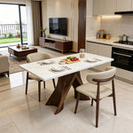 Load image into Gallery viewer, Luxury Sintered Stone Dining Table with Artistic Walnut Wood
