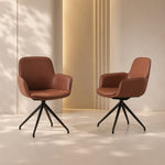Load image into Gallery viewer, 360 Swivel Microfiber Curved Arm Four Leg Metal Base Dining Chair
