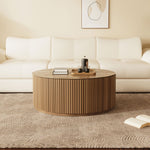 Load image into Gallery viewer, 33.15″ Round Coffee Table Wood Finish Modern Minimalist Style for Living Room
