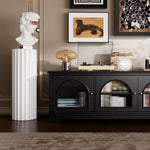 Load image into Gallery viewer, Modern Low-Profile TV Cabinet with Arched Glass Doors Freestanding Storage Console
