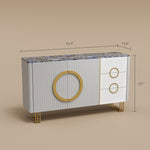 Load image into Gallery viewer, 62.4" Sleek Modern White and Gold Buffet Cabinet with Circular Accents
