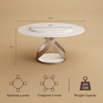 Load image into Gallery viewer, Round Dining Table Lazy Susan Marble Effect X Metal Base Perfect for 4-6 People
