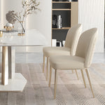 Load image into Gallery viewer, Set of 2 Luxurious White Dining Chairs with Gold Legs Modern Quilted Design for Stylish Home Décor
