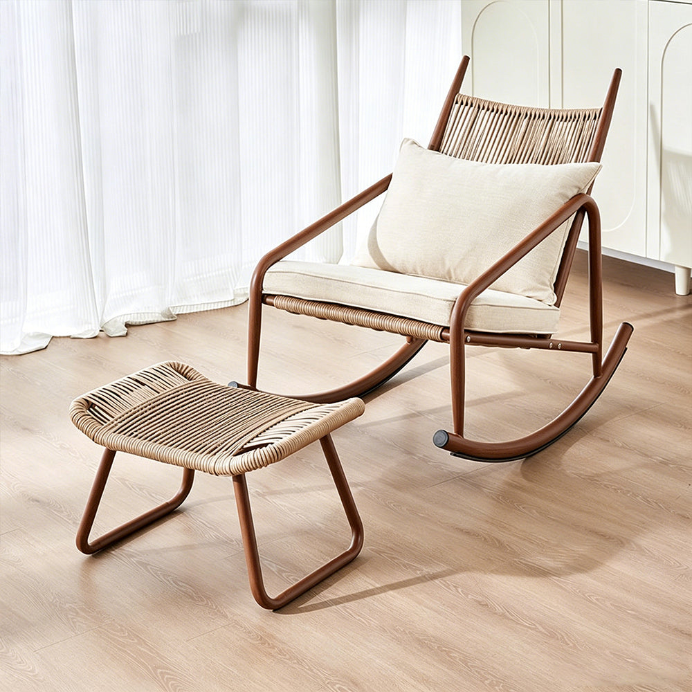 Outdoor Woven Rocking Chair with Cushions