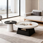 Load image into Gallery viewer, Elegant Dual-Tone Round Living Room Set TV Console &amp; Coffee Table Pair
