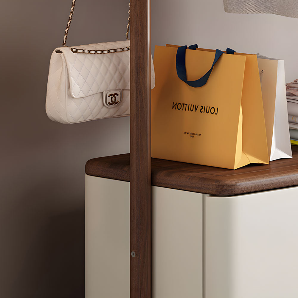 71.37'' Coat Rack with Storage Drawers Modern Multifunctional Organizer  Space-Saving Design Smooth Mobility