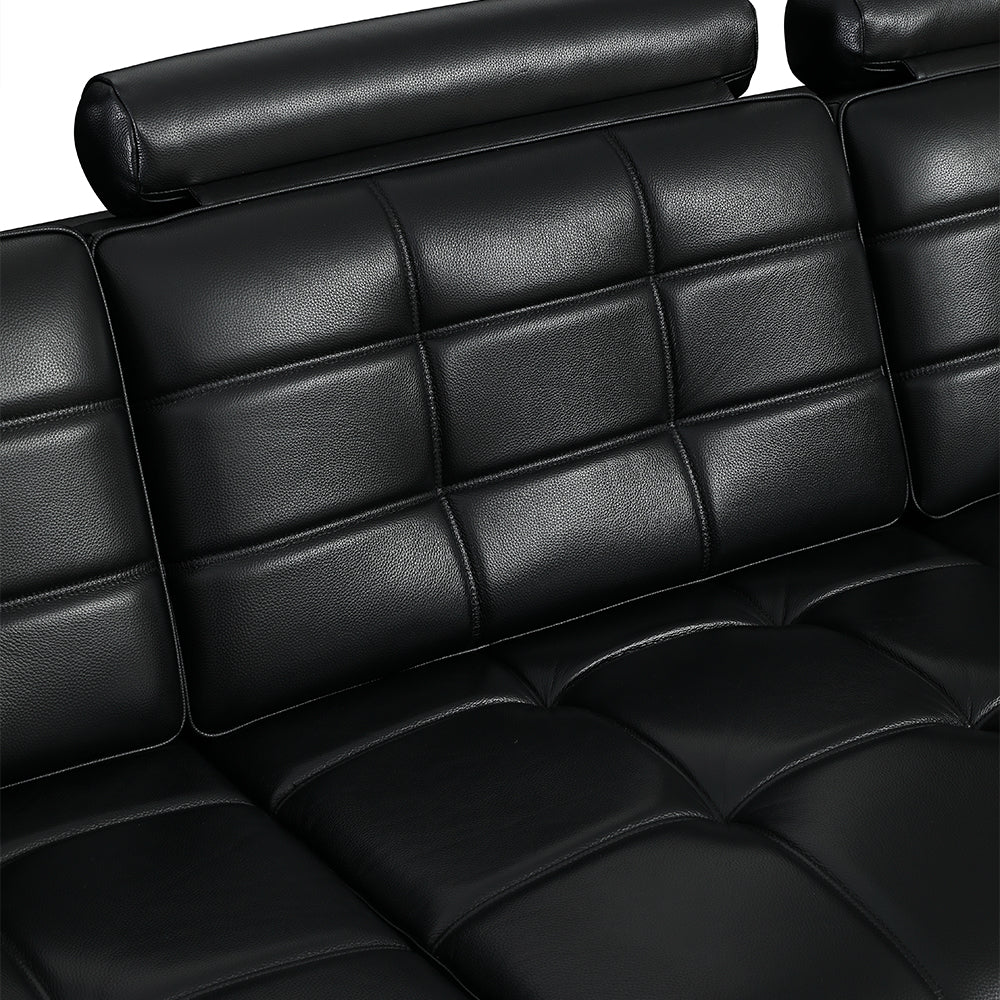 Luxury Sofa Black Genuine Leather Electric Power Recliner with Smart Voice Control for Ultimate Comfort