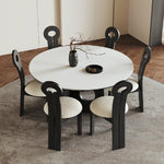Load image into Gallery viewer, Contemporary Round Dining Table Black Wooden Base
