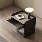 Load image into Gallery viewer, Modern Nightstand with Saddle Leather Finish Silent Drawer Rails
