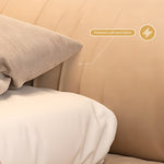 Load image into Gallery viewer, Queen Size Minimalist Japanese-Style Tatami Bed Ultra-Fiber Leather Steel-Wood Slatted Frame
