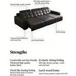 Load image into Gallery viewer, 130.7'' Modern Power Reclining Sectional Sofa Black Genuine Leather Deep Seat Electric Lounge Sofa with Chaise
