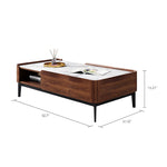 Load image into Gallery viewer, 50&#39;&#39;Modern Rectangular Coffee Table with Drawers | White Marble Top + Walnut Finish + Hidden Storage
