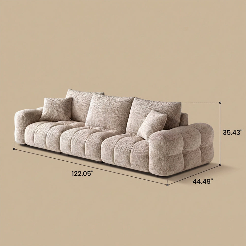 Modern Tufted Chenille Sofa with Deep Adjustable Seating