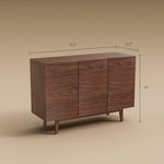 Load image into Gallery viewer, 3 Door Cabinet Modern Walnut Veneer Adjustable Shelves Solid Ash Base

