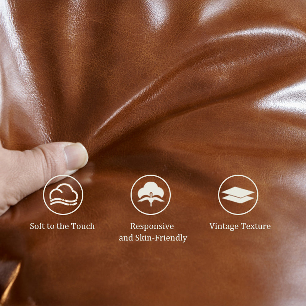 Modern Modular Vintage Leather Sofa Tufted Deep Seat Lounge Sofa Oil Wax Top Grain Leather