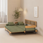 Load image into Gallery viewer, Modern Minimalist Daybed with Wood Frame and Soft Green Upholstery
