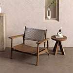 Load image into Gallery viewer, Indoor &amp; Outdoor Solid Wood Lounge Chair with Handwoven Rope Backrest and Plush Cushions 1 Piece
