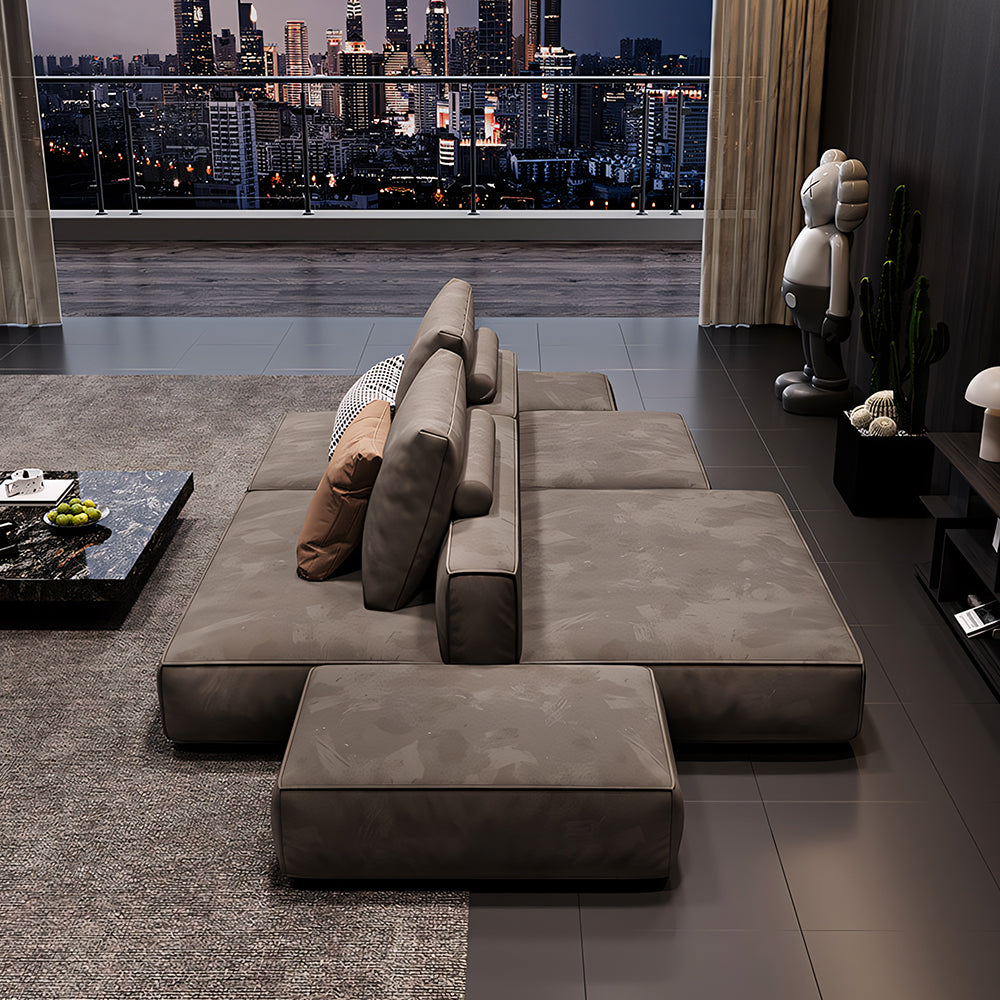 Modern Modular Sectional Sofa with Oversized Chaise and Deep Seat Lounge Design