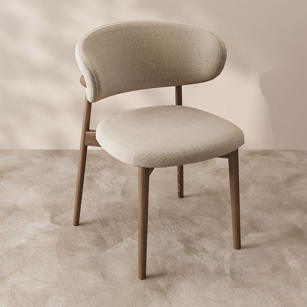 2PCS Dining Chair Modern Ash Wood Frame Curved Backrest