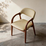 Load image into Gallery viewer, Modern Wood Dining Chair with Cream Upholstered Seat and Curved Arms 1 Piece
