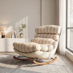 Load image into Gallery viewer, Modern Striped Rocking Lounge Chair with Plush Cushion and Solid Wood Rockers
