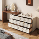 Load image into Gallery viewer, Modern 6-Drawer Dresser with Sculpted Front Panels &amp; Walnut Vanity Top Minimalist Makeup Vanity Storage Cabinet
