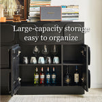 Load image into Gallery viewer, Modern Black Sculptural Sideboard Cabinet Geometric Panel Storage Buffet Cabinet for Dining Room Living Room
