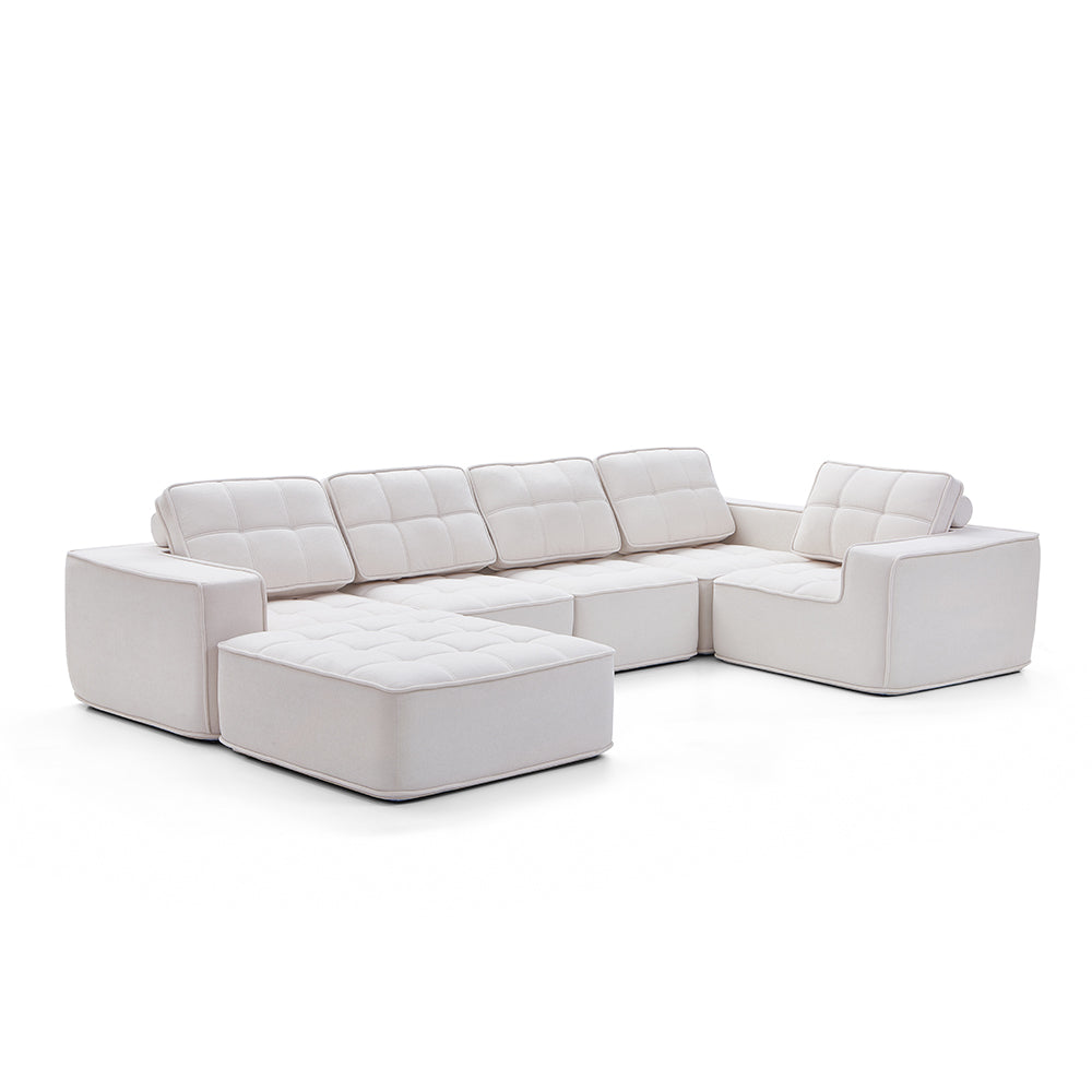 136.5" Modular Compressed Sofa Modern Tufted Lightweight Convertible Sectional for Multi-scene Use