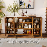 Load image into Gallery viewer, 54.6'' Modern Fluted Wood Sideboard Cabinet with Warm Natural Finish
