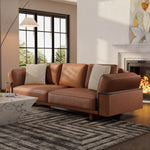 Load image into Gallery viewer, 110" Modern 4-Seater Leather Sofa Luxury Comfort with High-Density Foam Solid Wood Frame &amp; Brushed Stainless-Steel Accents
