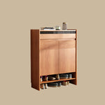 Load image into Gallery viewer, Modern Wood Shoe Cabinet with Doors Natural Entryway Storage Organizer with Open Shelf
