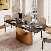 Modern Dining Table Sintered Stone Matte Black Surface