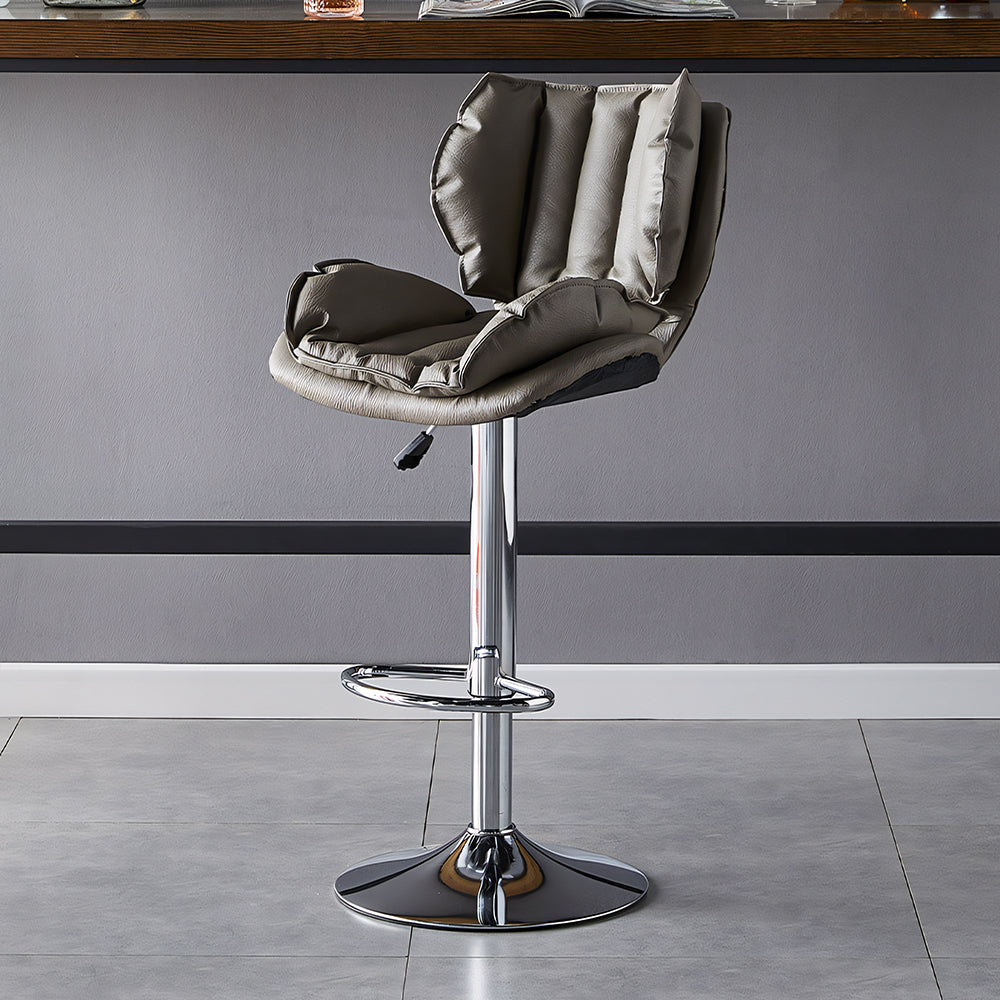 Modern Upholstered Bar Stool with Armrests PU Leather Counter Chair Metal Frame Kitchen Island Bar Chair 1 Piece