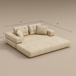 Load image into Gallery viewer, 70&#39;&#39;-78&#39;&#39;Convertible Sofa Bed Tufted Cushion Armrest Foldable Design in Grey Fabric Upholstery
