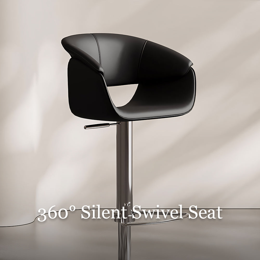 Modern Adjustable Swivel Bar Stool PU Leather Seat Gas Lift Height Adjustable Bar Chair with Chrome Base 1 Piece