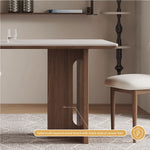 Load image into Gallery viewer, Modern Dining Table Set Solid Wood Legs Walnut Veneer Scratch Resistant Sintered Stone Top
