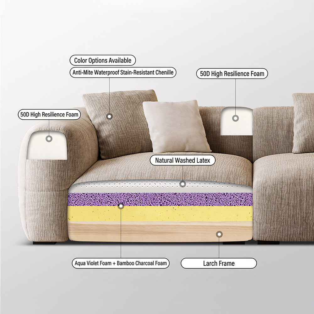 Modern Chenille Sofa Deep Seat Removable Cover Lounge Couch