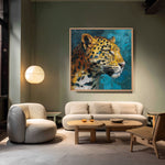 Load image into Gallery viewer, Handcrafted Painting Regal Roar The Majestic Leopard in Bold Colors and Textured Elegance
