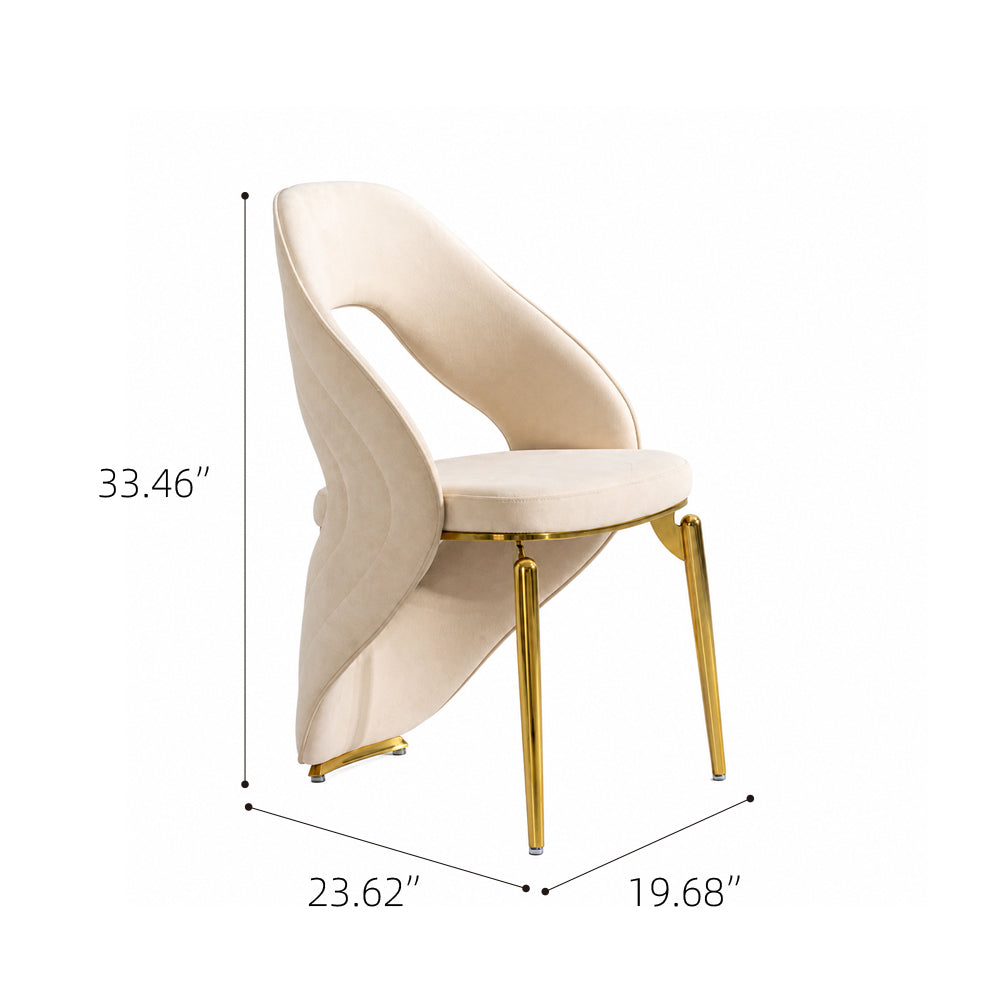 1 PCS Sculptural Curved Back Channel Stitch High End Dining Side Chair