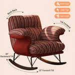 Load image into Gallery viewer, Modern Rocking Lounge Chair Striped Upholstery Accent Chair Curved Armrest Relax Chair
