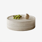 Load image into Gallery viewer, Modern Faux Travertine Round Coffee Table Set Minimalist Stone Texture Nesting Accent Tables

