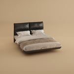 Load image into Gallery viewer, Contemporary Floating Platform Bed with LED Ambient Lighting &amp; Upholstered Headboard
