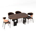 Load image into Gallery viewer, Modern Oval Dining Table with Unique Black and Clear Acrylic Legs
