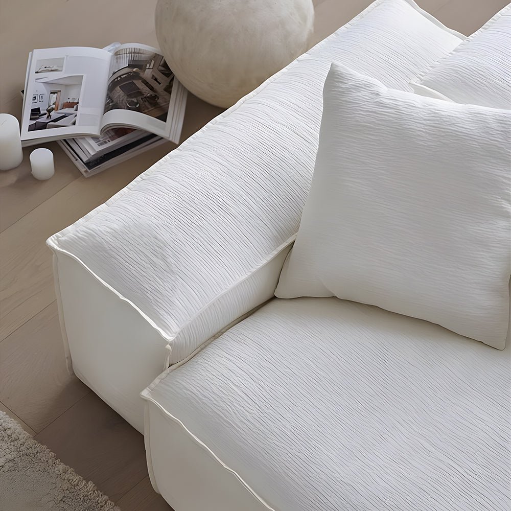 Modern Modular Sectional Sofa Removable Washable Cover Cream Upholstery Minimalist Low Profile Design