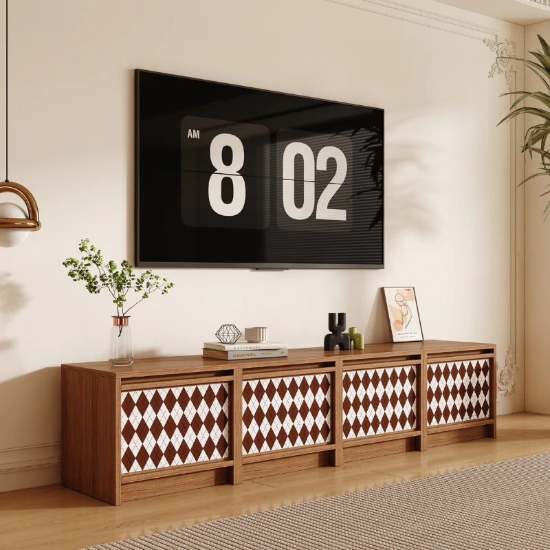 Modular Storage Unit Flip-Up Door Retro Diamond Design