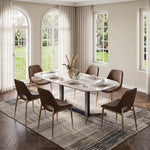 Load image into Gallery viewer, Modern Rectangular Dining Table with Rounded Corners and Marble-Look Top

