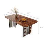 Load image into Gallery viewer, 62.4&quot; Modern Dining Table Artistic Leg Panels Dual-Tone Contrast
