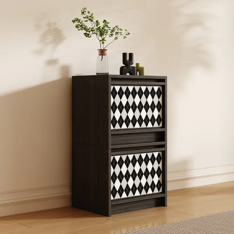 Modular Storage Unit Flip-Up Door Retro Diamond Design