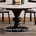 Load image into Gallery viewer, Extendable Round Dining Table Solid Wood Base Sintered Stone Top Convertible Oval Table Space Saving Expandable Dining Table
