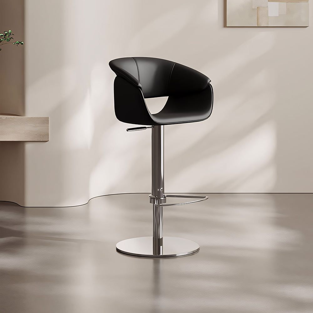 Modern Adjustable Swivel Bar Stool PU Leather Seat Gas Lift Height Adjustable Bar Chair with Chrome Base 1 Piece